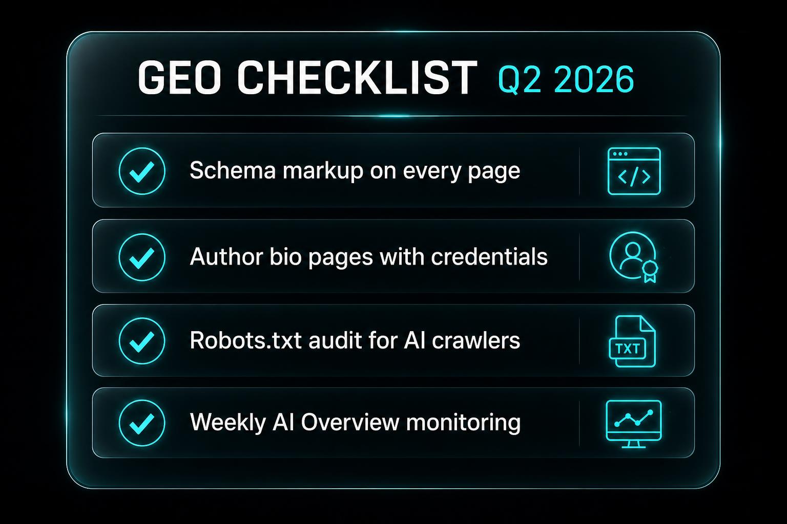 GEO Checklist Q2 2026